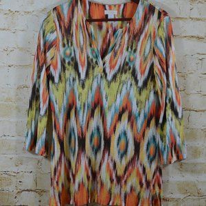 Chico's Ikat Tunic Top V Neck